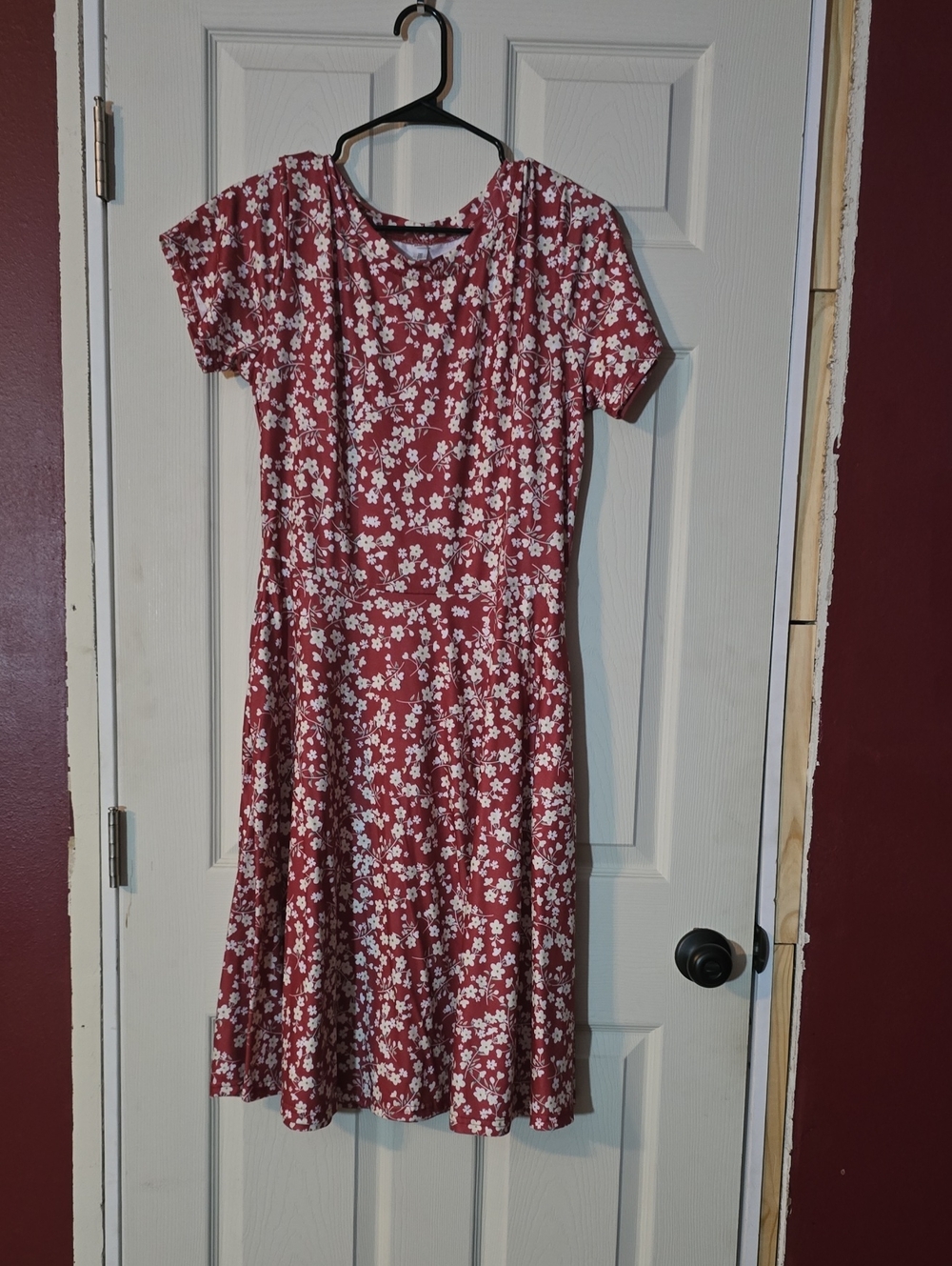 Women's Floral Short-Sleeve Midi Dress in Rose